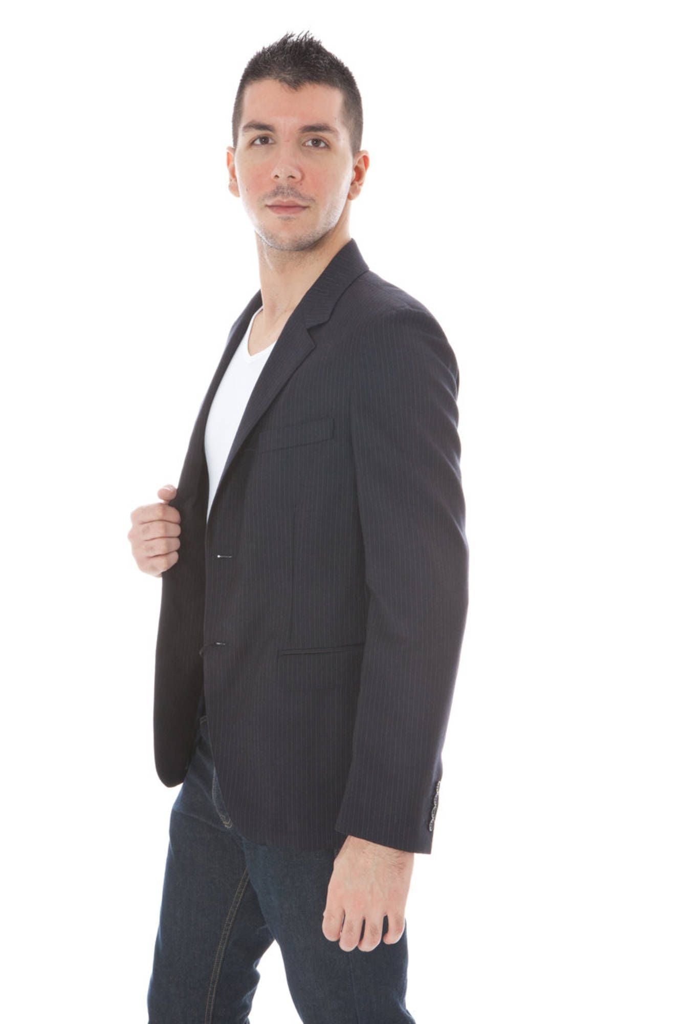 Blue Wool Men Jacket