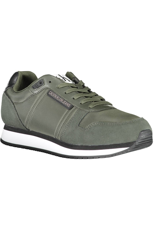 Green Polyester Men Sneaker