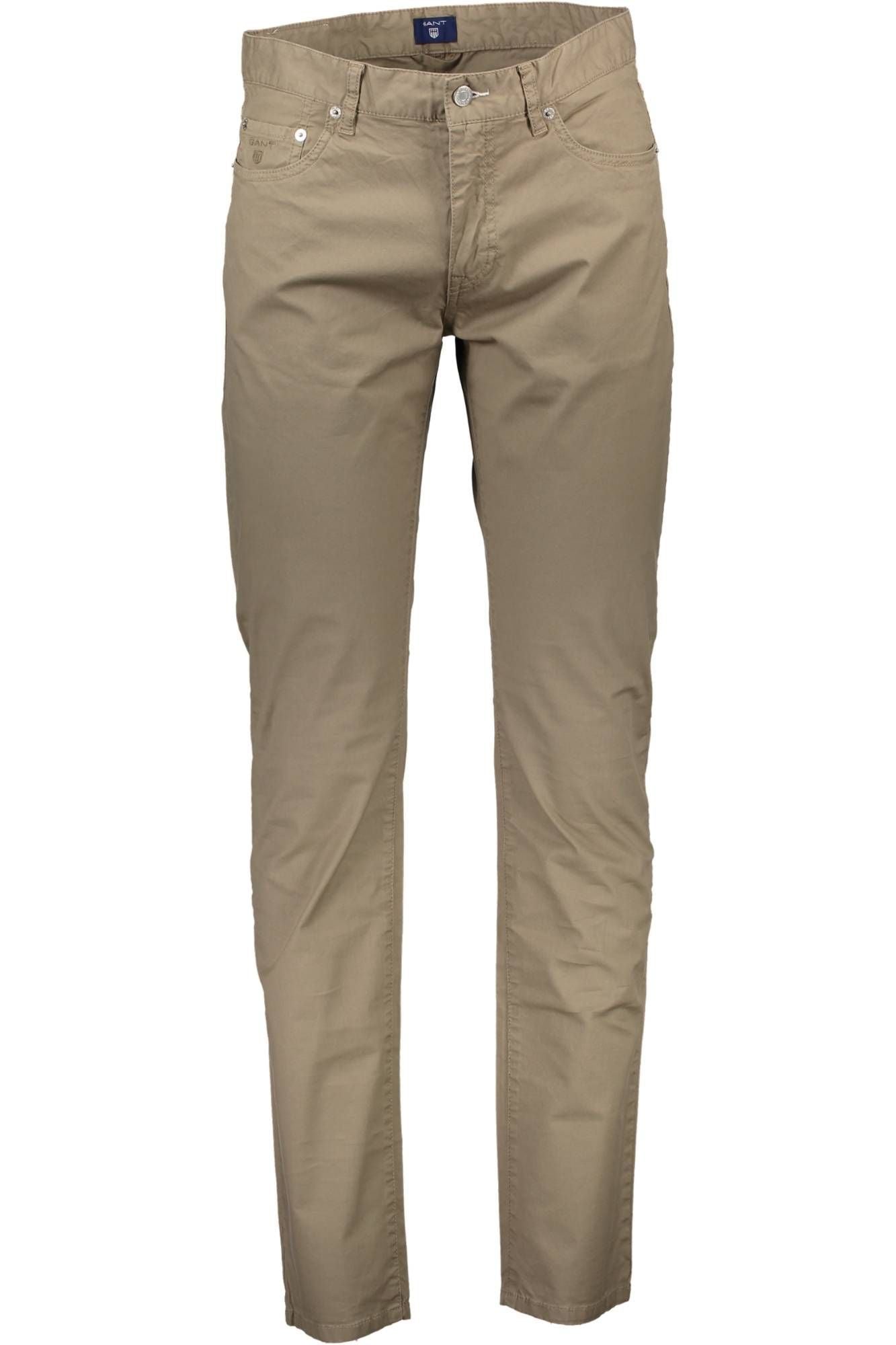 Beige Cotton Men Trouser