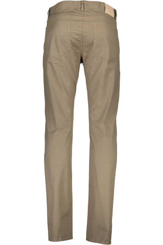 Beige Cotton Men Trouser