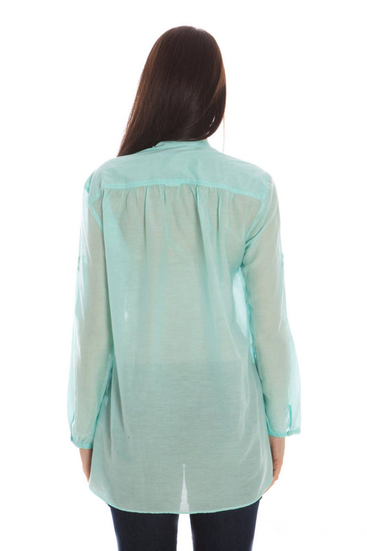 Light Blue Cotton Women Shirt