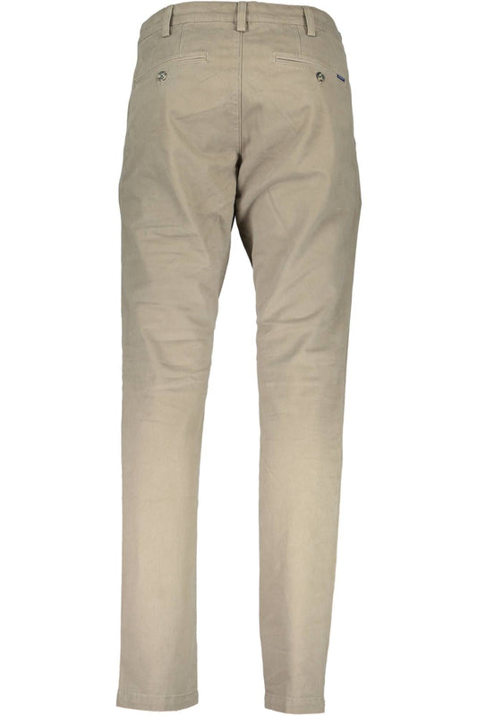 Beige Cotton Men Trouser