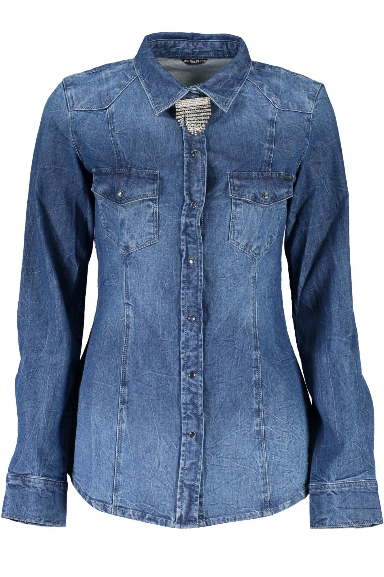 Blue Cotton Women Shirt