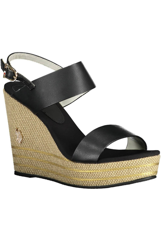 Black Polyester Women Sandal