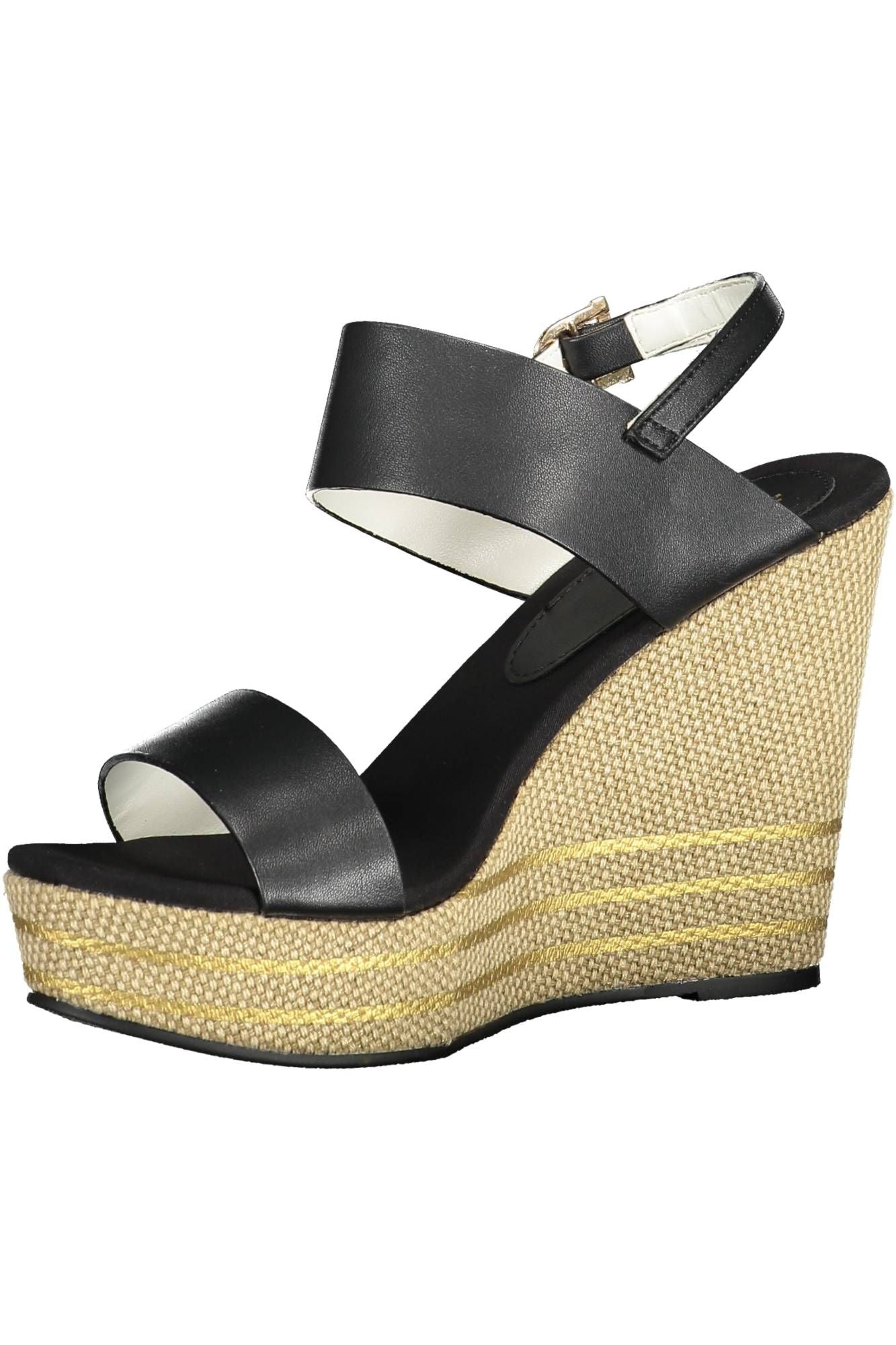 Black Polyester Women Sandal