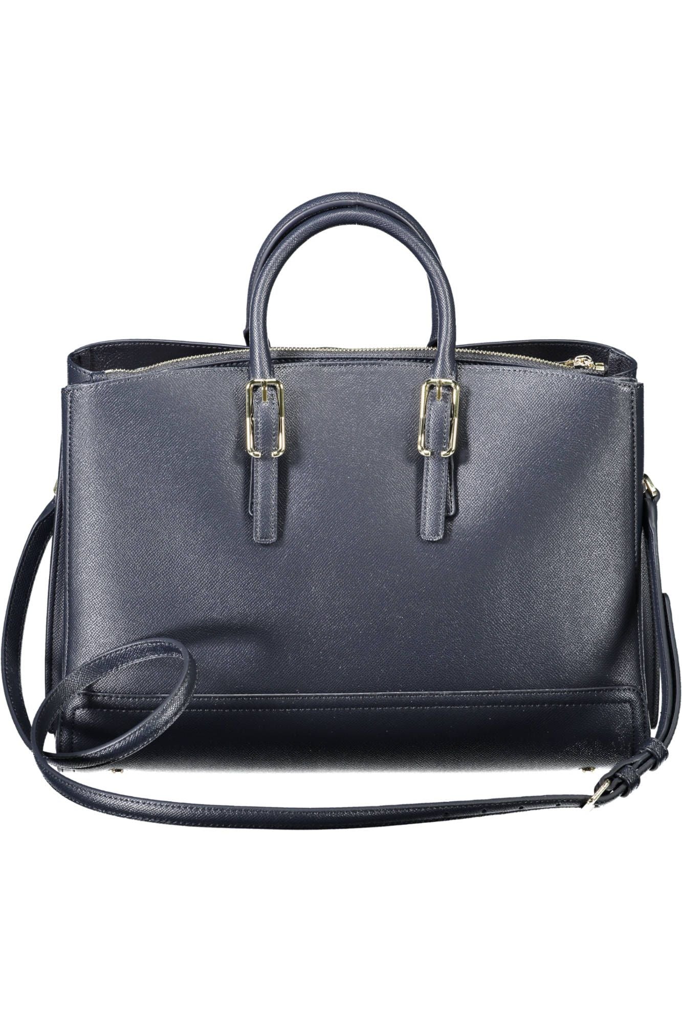 Blue Polyurethane Women Handbag
