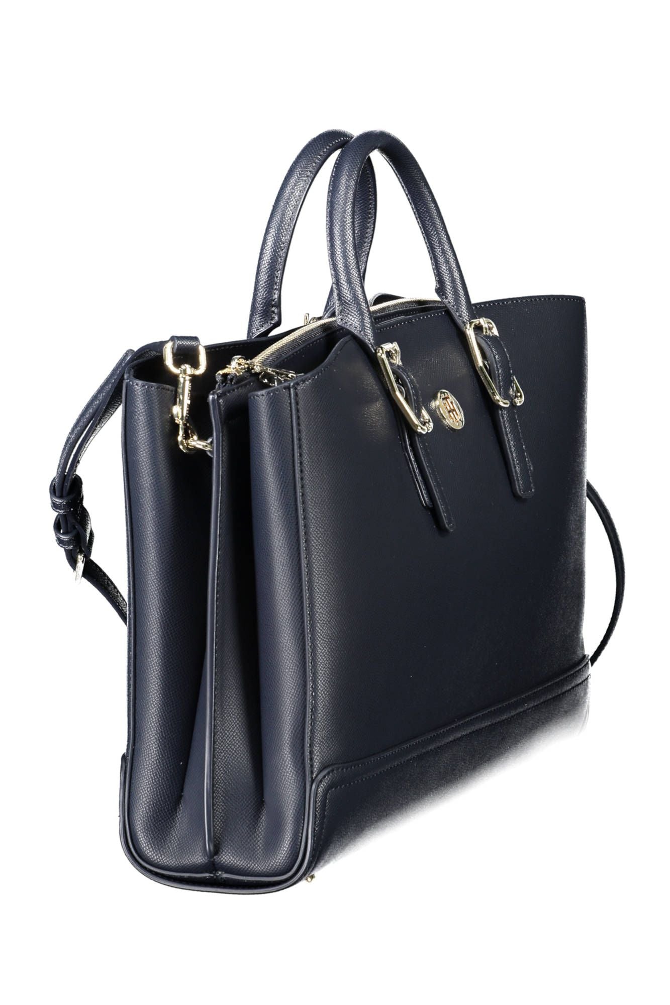 Blue Polyurethane Women Handbag