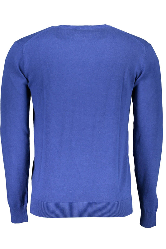 Blue Cotton Men Sweater