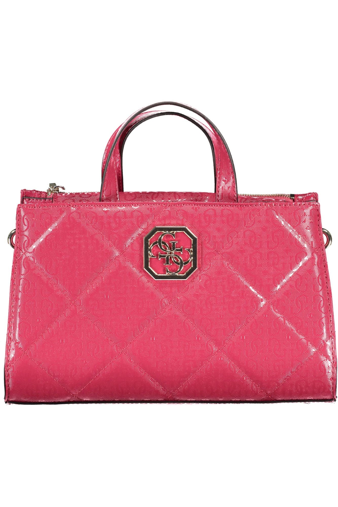 Pink Polyurethane Women Handbag