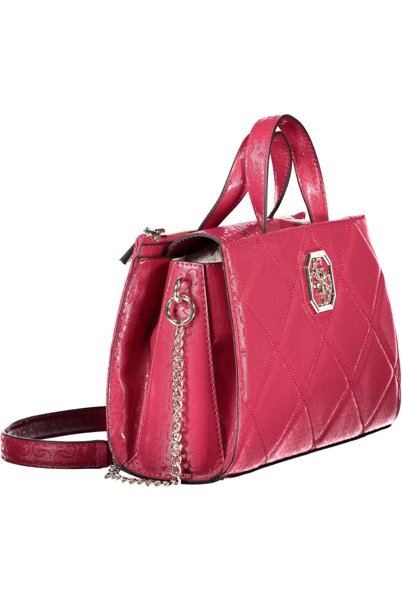 Pink Polyurethane Women Handbag