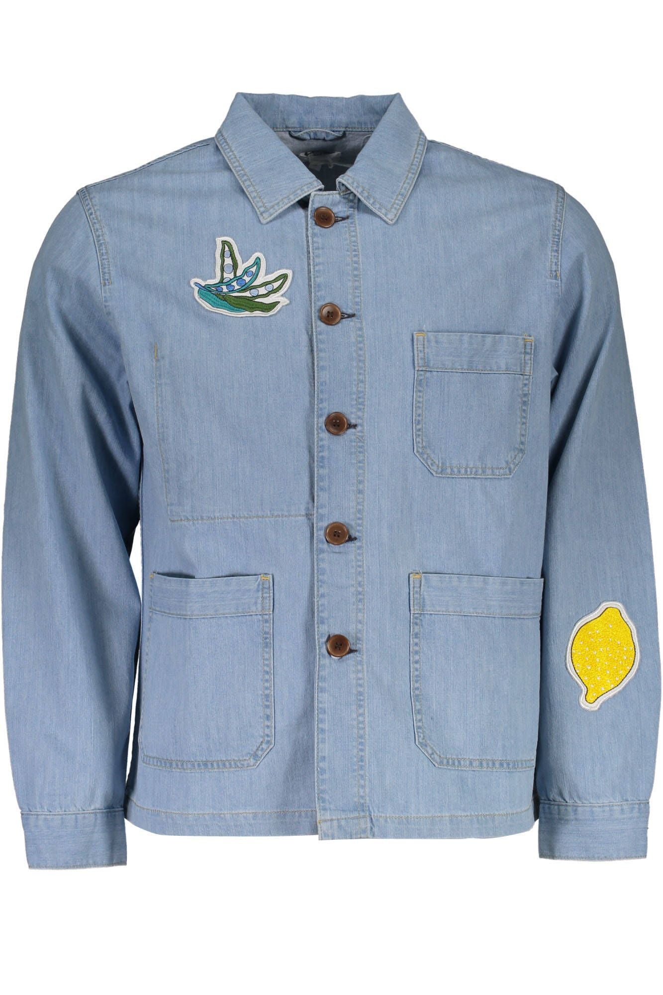Light Blue Cotton Men Jacket