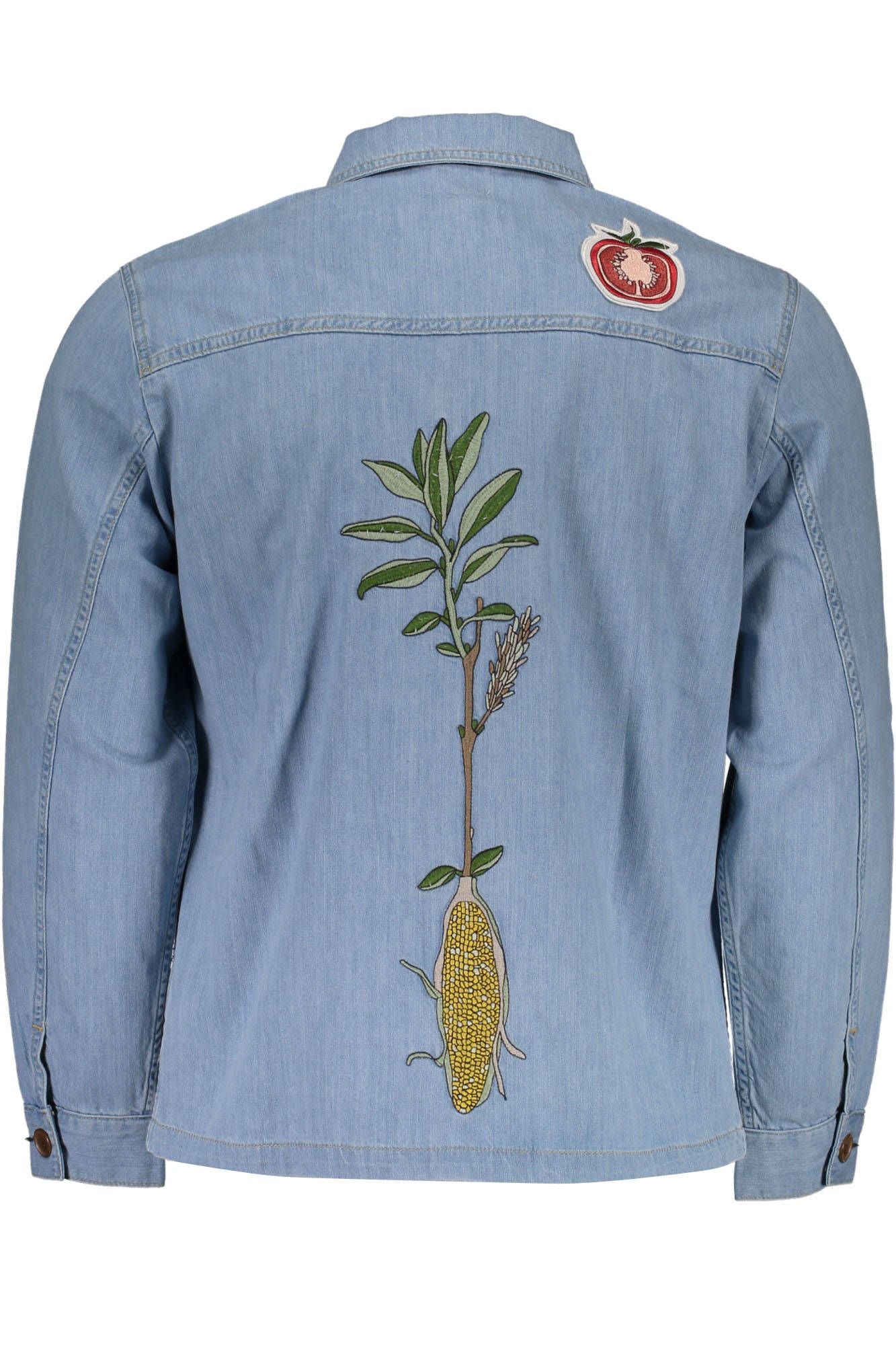 Light Blue Cotton Men Jacket