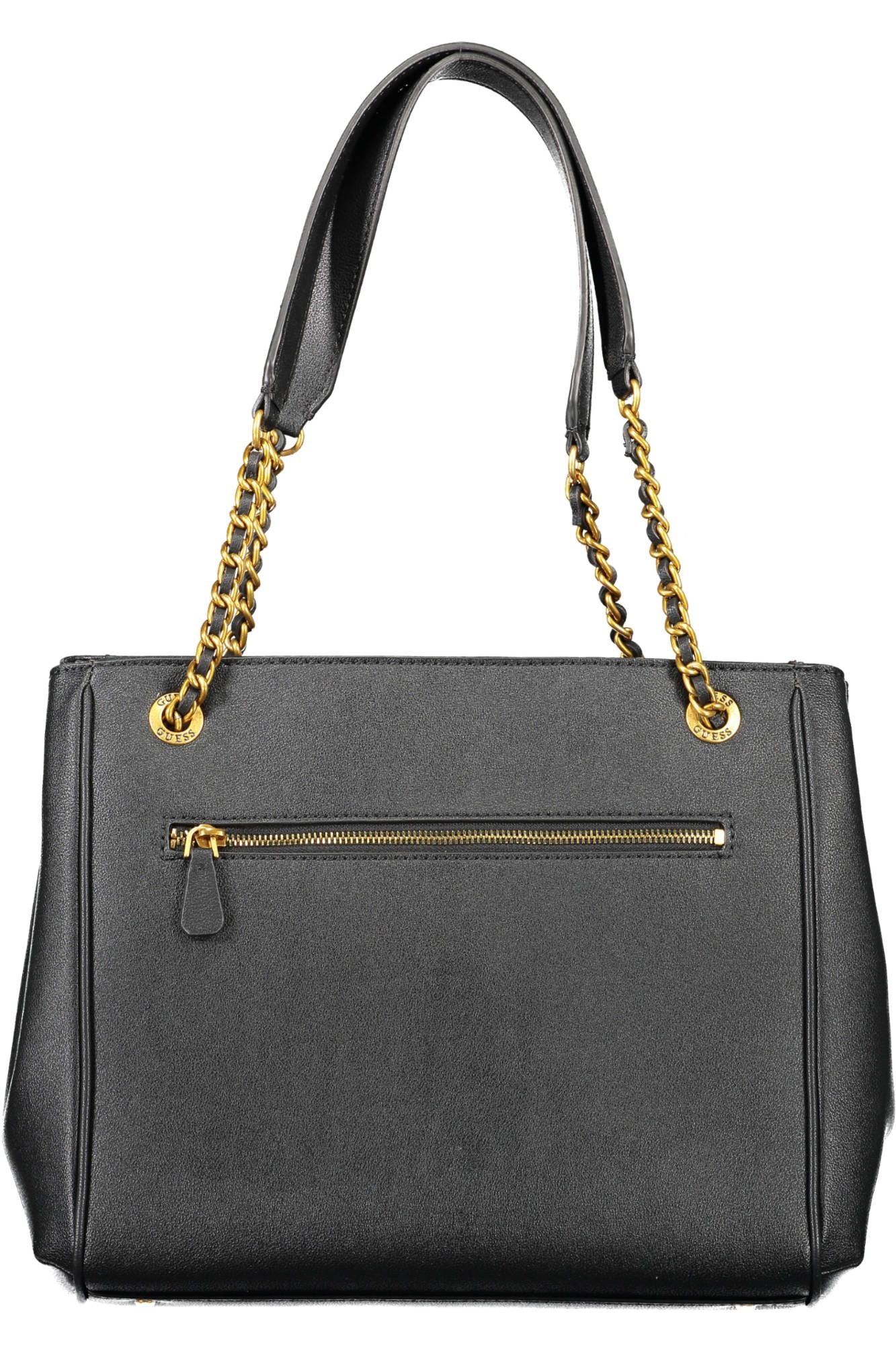 Black Polyurethane Women Handbag