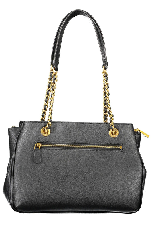 Black Polyurethane Women Handbag