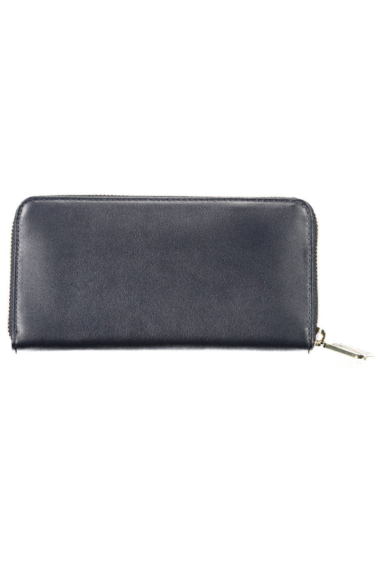 "Blue Leather Women Wallet with Multiple Compartments"
