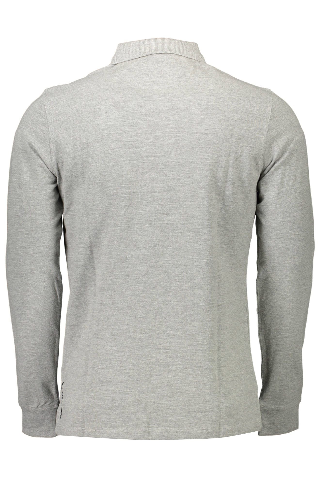 Gray Cotton Men Polo Shirt