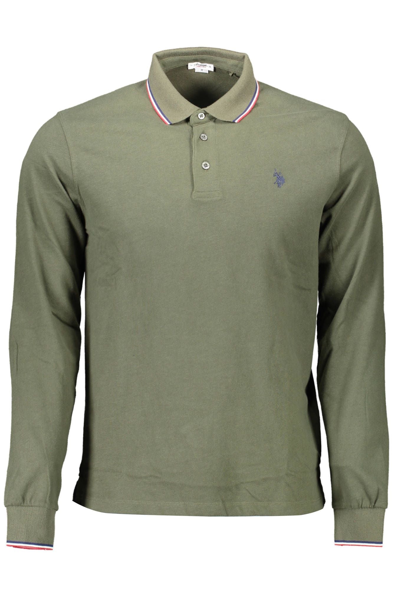 Green Cotton Men Polo Shirt
