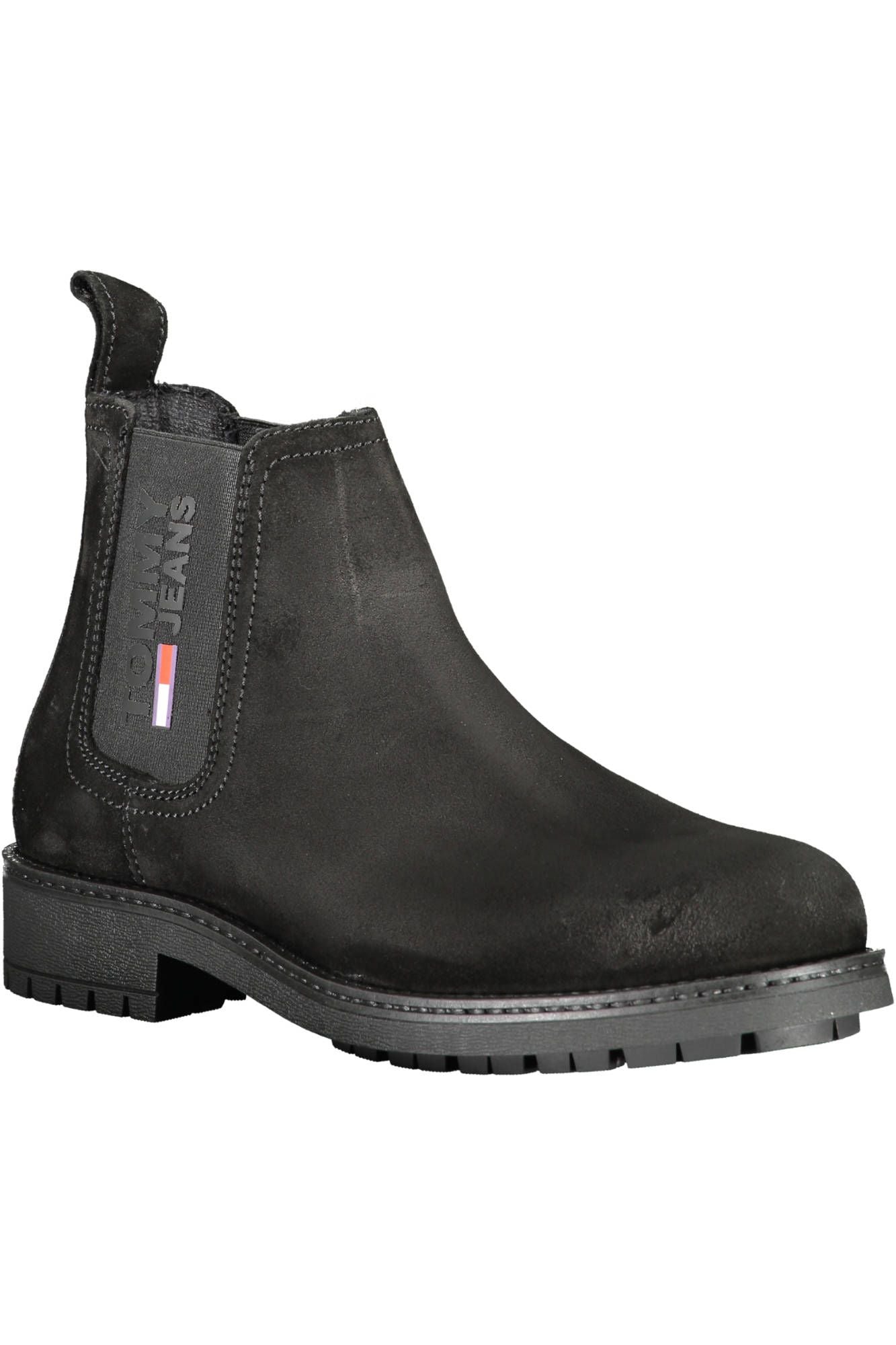 Black Polyester Men Ankle Boot