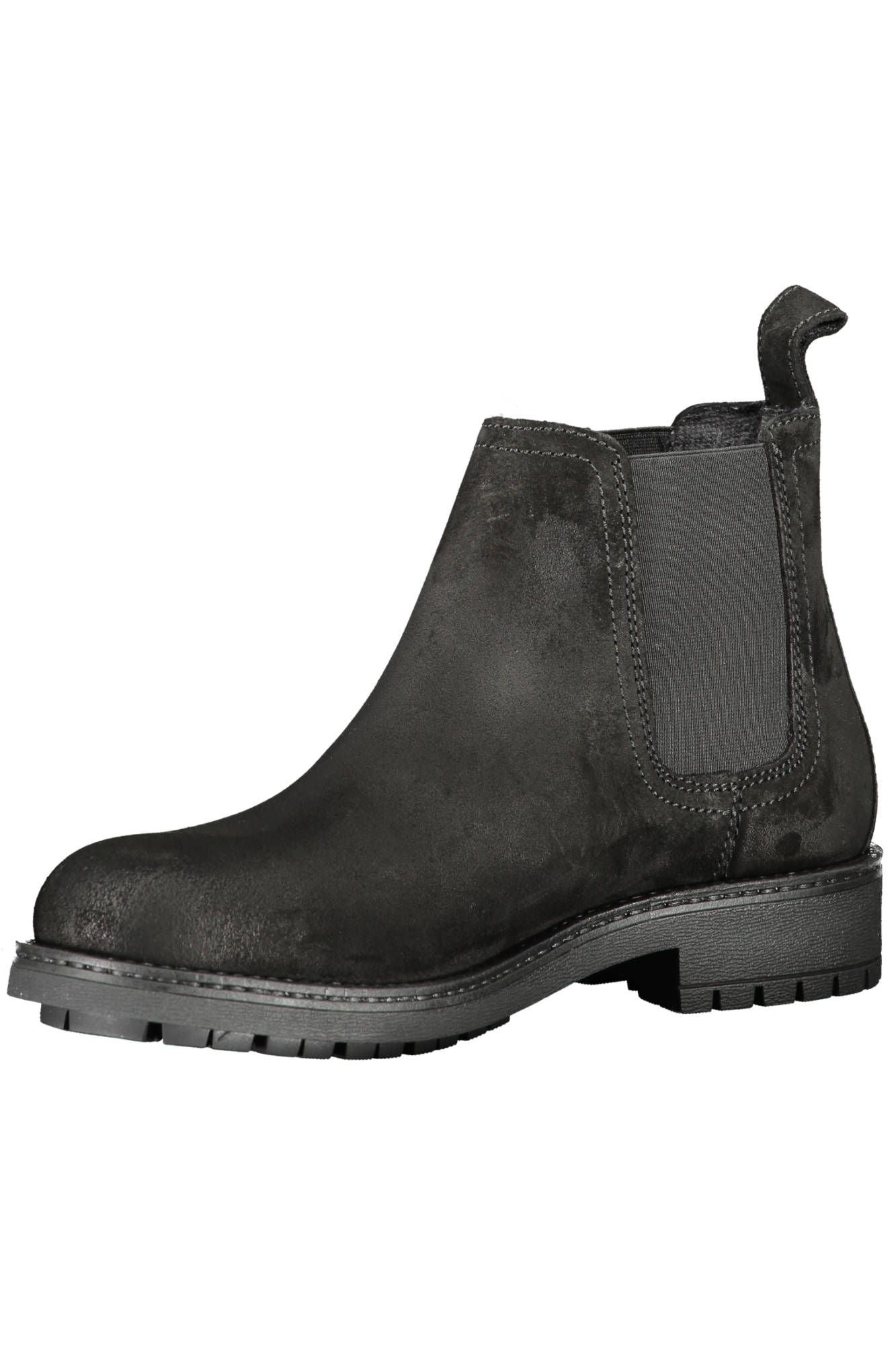 Black Polyester Men Ankle Boot