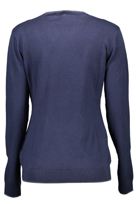 Blue Cotton Women Sweater