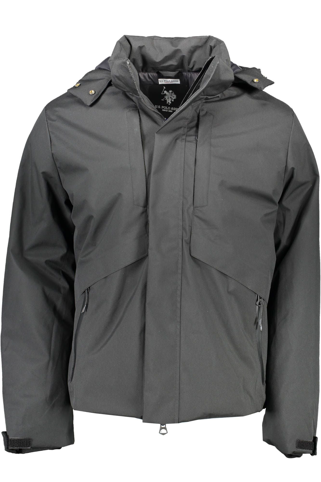 Black Polyester Men Jacket