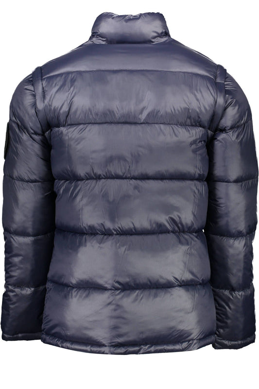 Blue Polyester Men Jacket