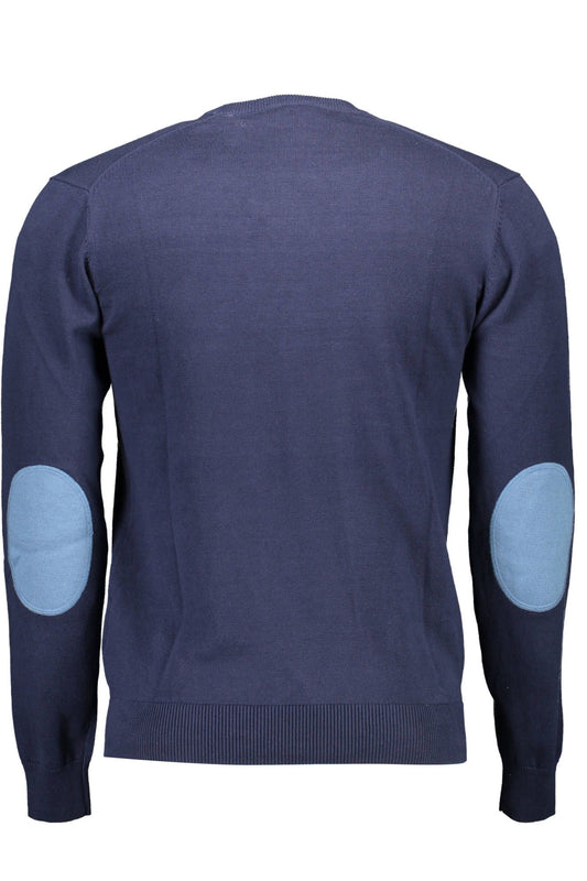 Blue Cotton Men Sweater
