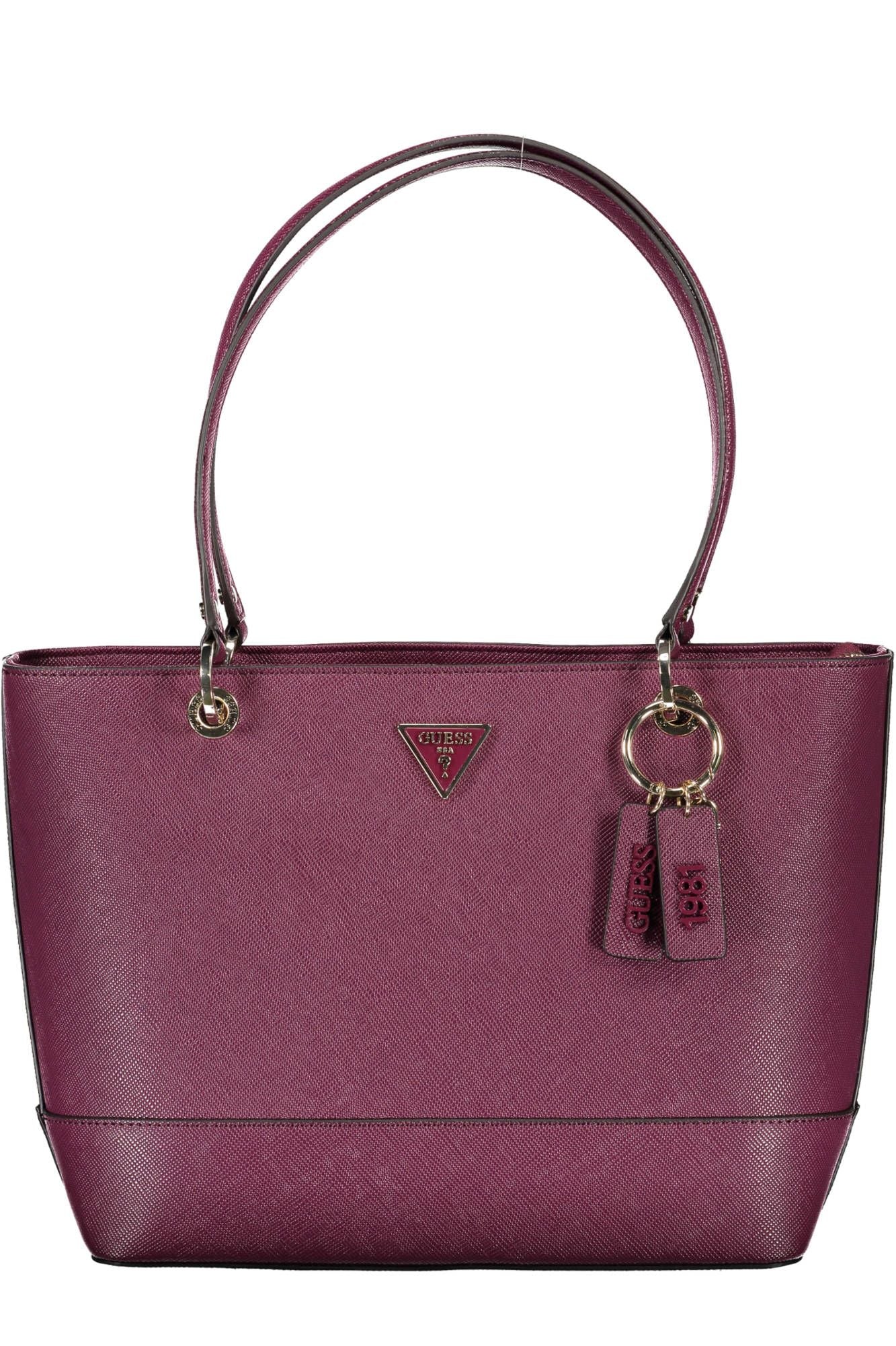 Purple Polyurethane Women Handbag