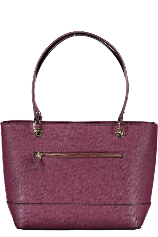Purple Polyurethane Women Handbag