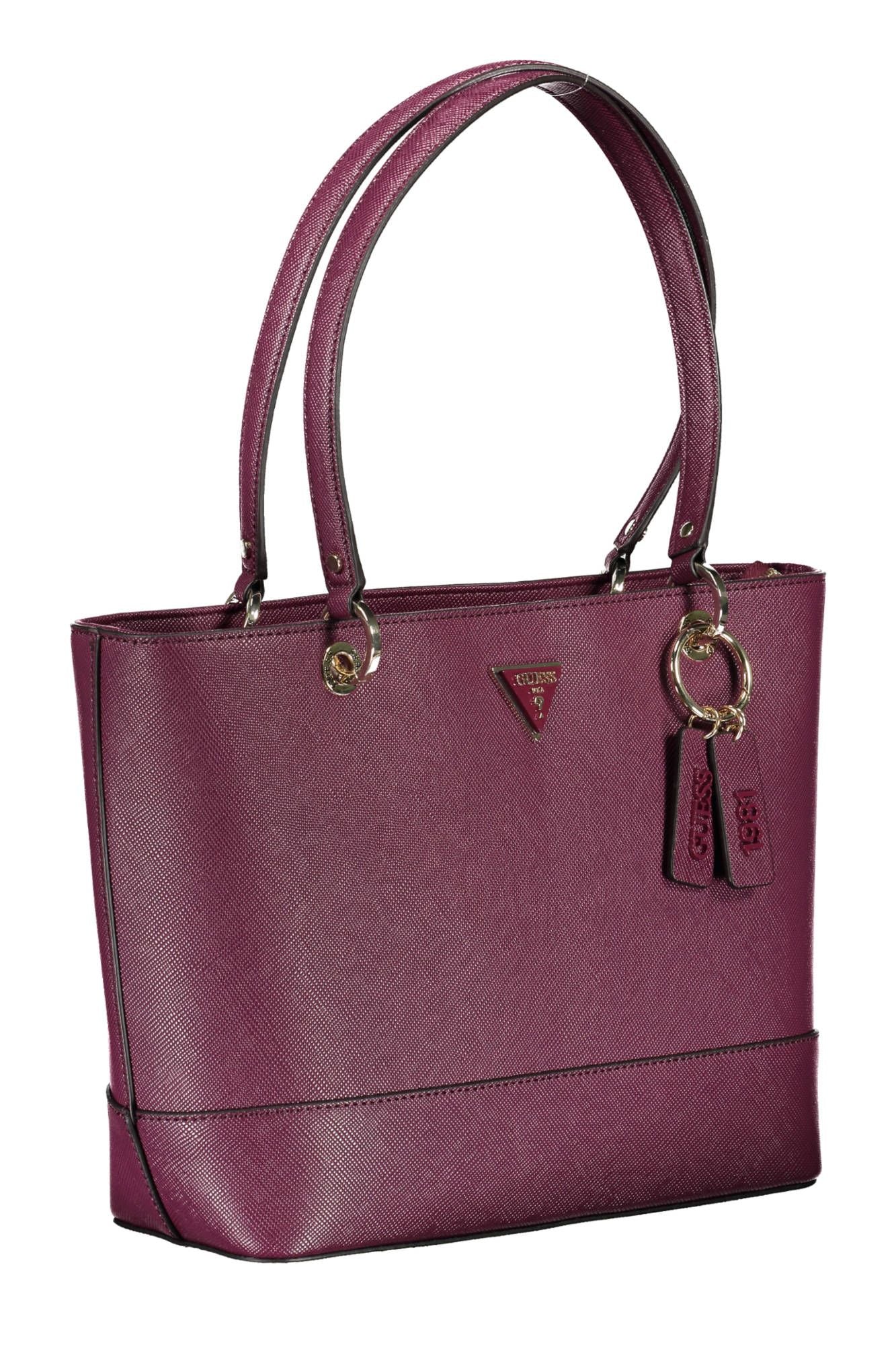 Purple Polyurethane Women Handbag