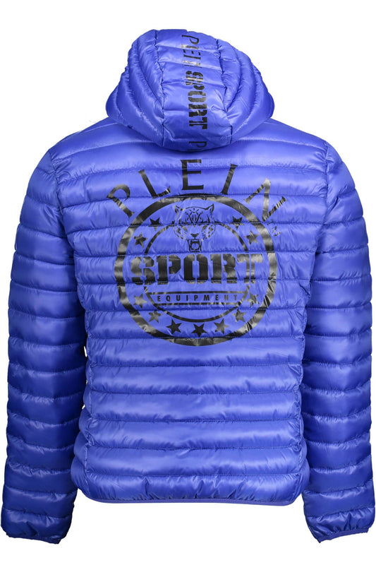 Blue Polyester Men Jacket