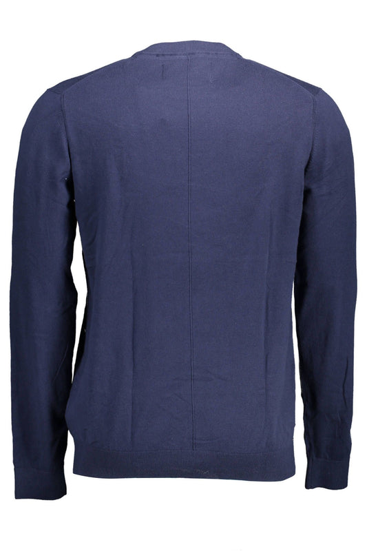 Blue Cotton Men Sweater