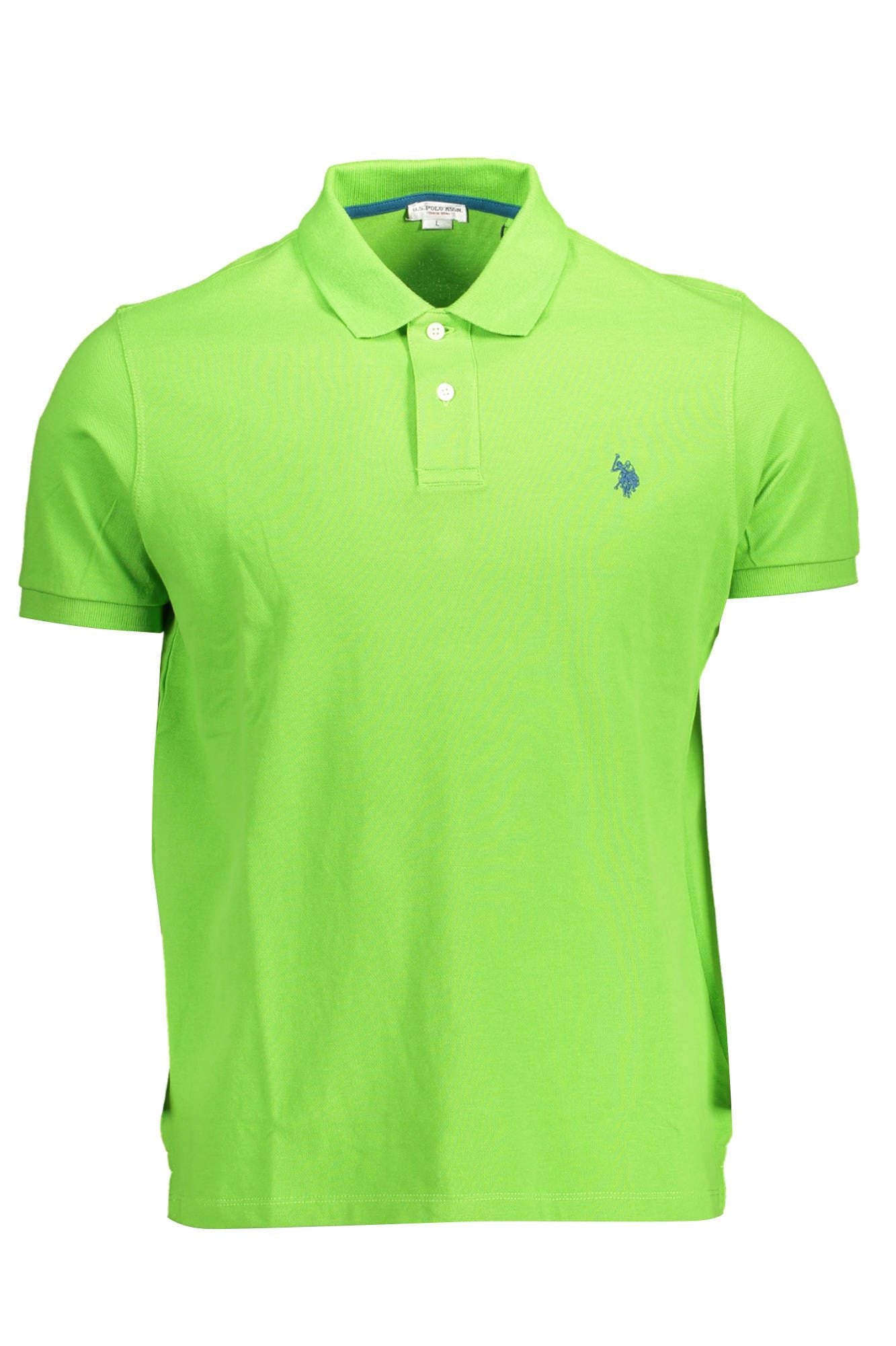 Green Cotton Men Polo Shirt