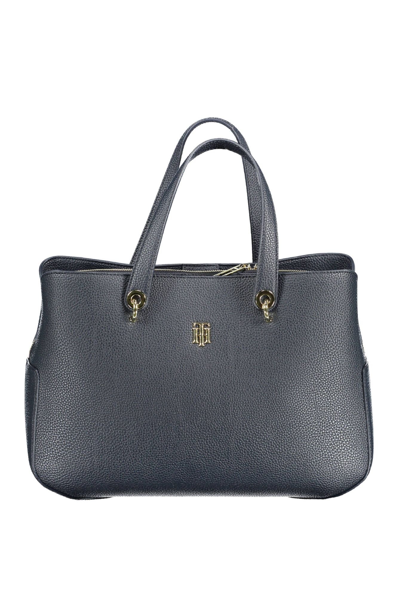 Blue Polyurethane Women Handbag
