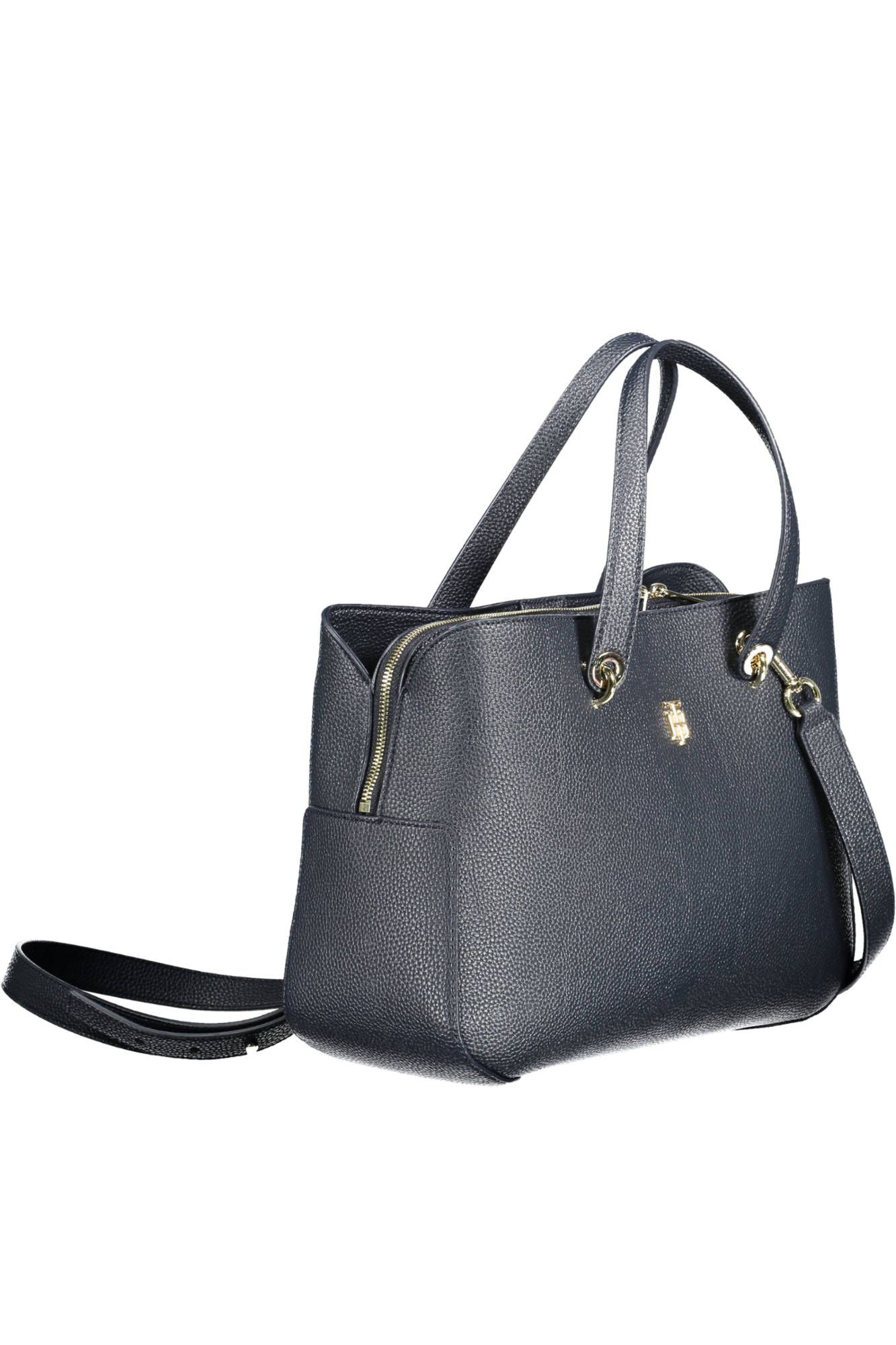 Blue Polyurethane Women Handbag
