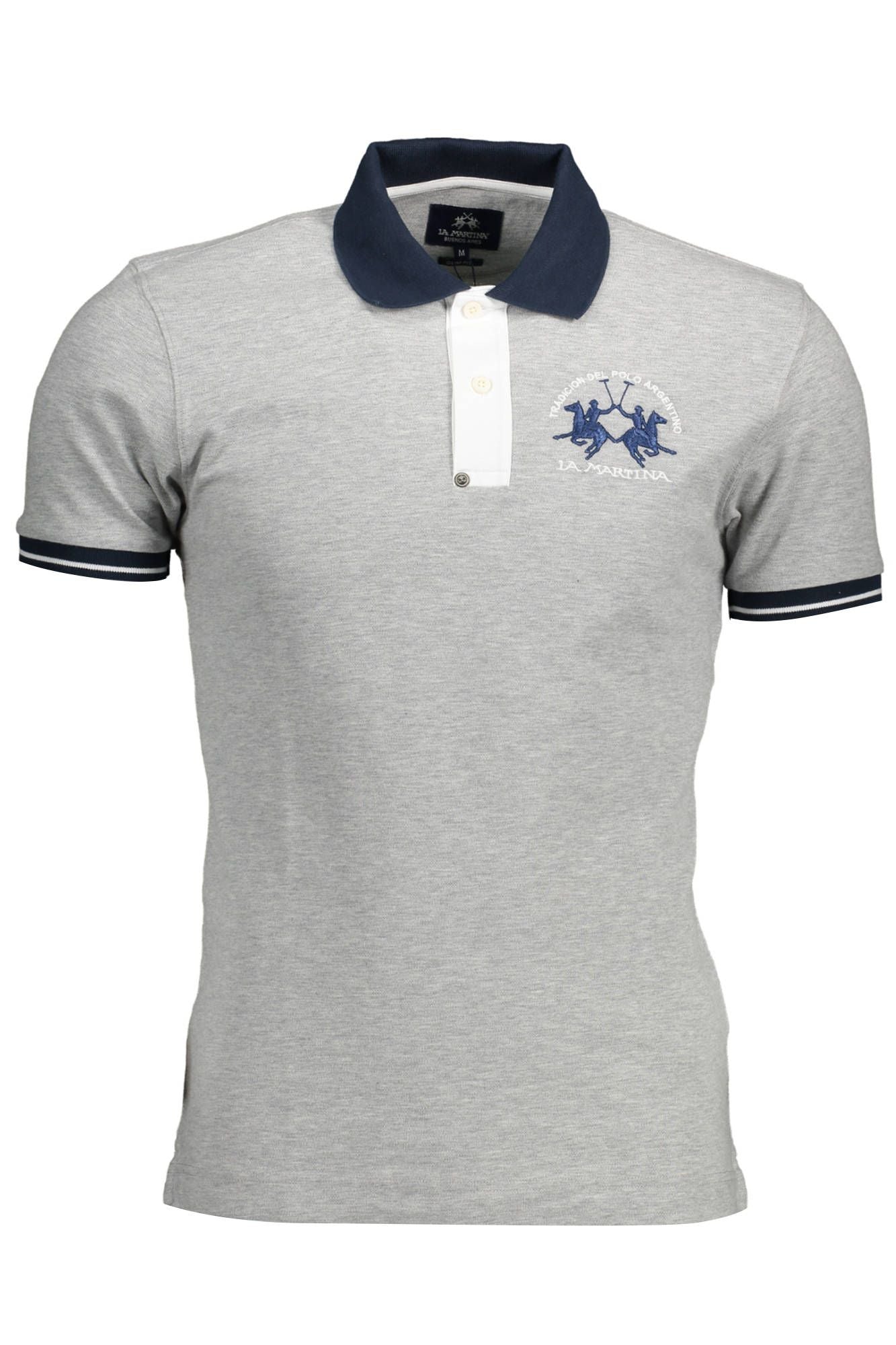 Gray Cotton Men Polo Shirt