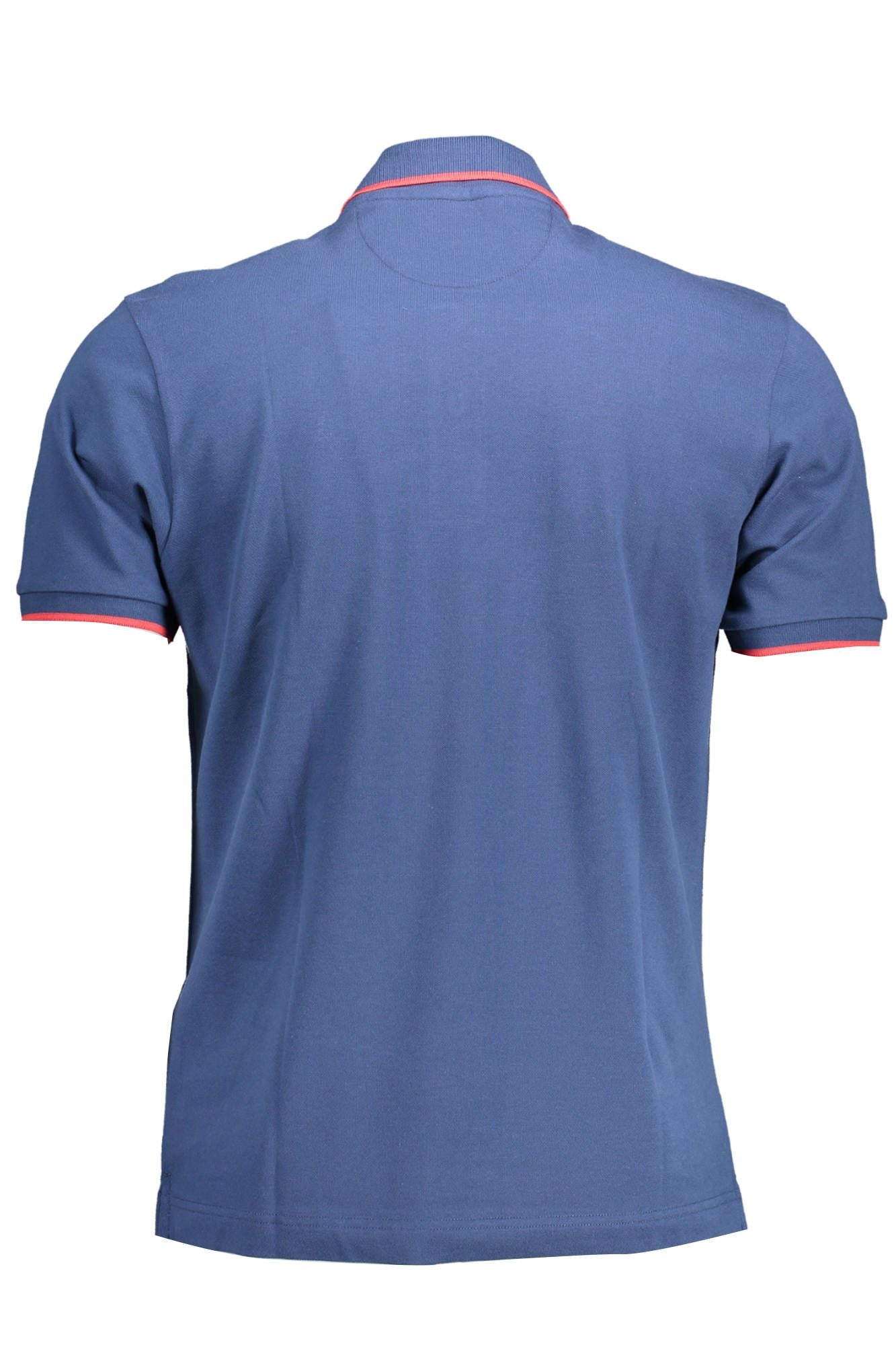 Blue Cotton Men Polo Shirt