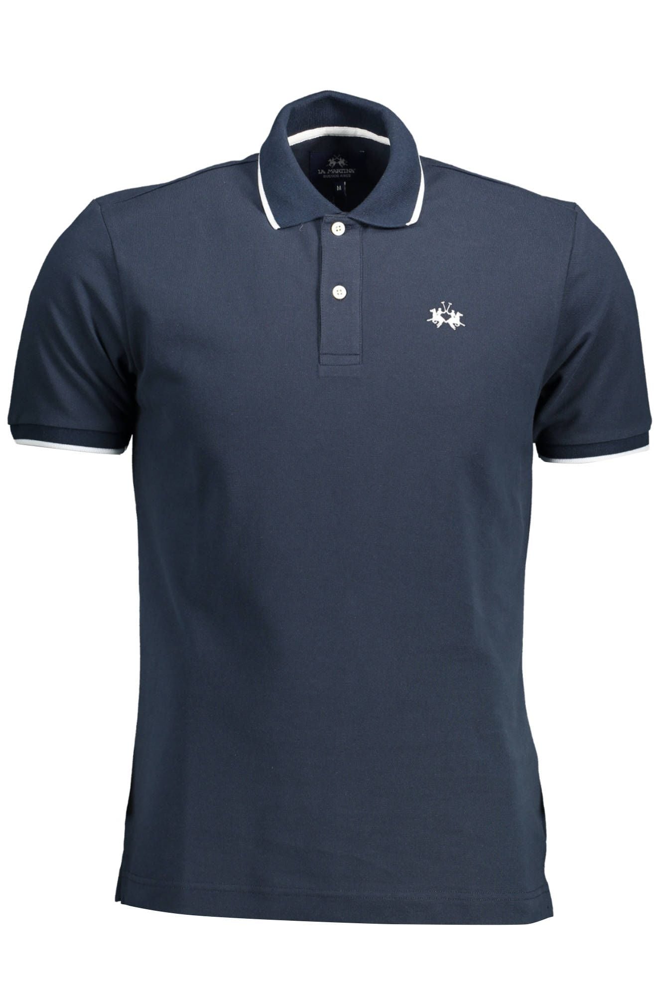 Blue Cotton Men Polo Shirt