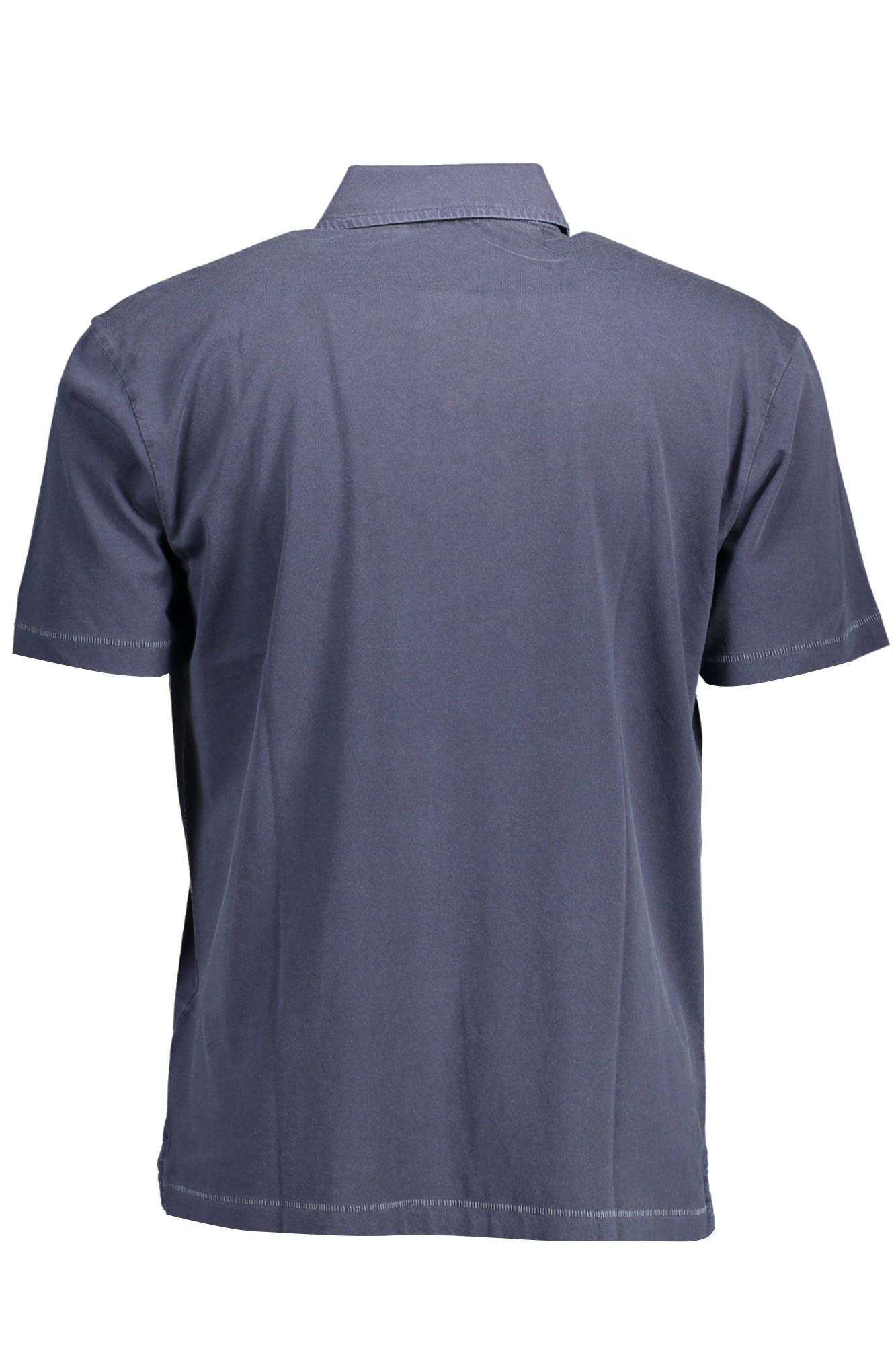 Blue Cotton Men Polo Shirt