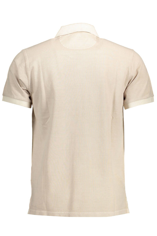 Beige Cotton Men Polo Shirt
