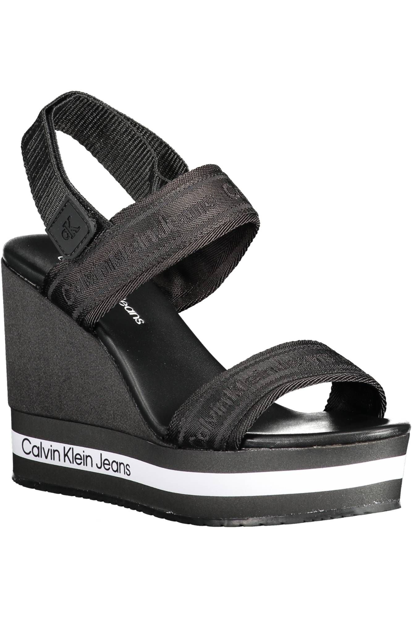 Black Polyester Women Sandal