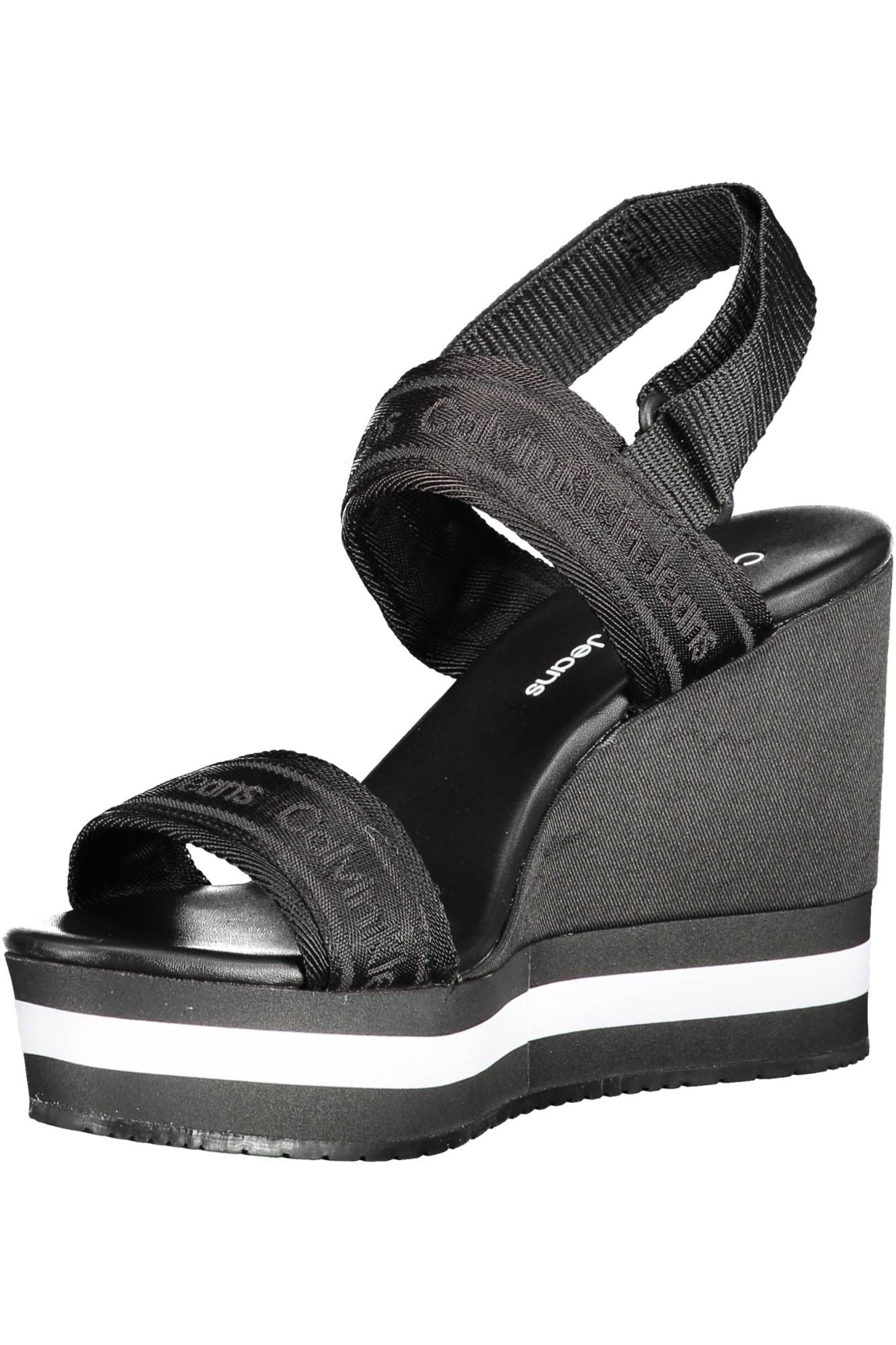 Black Polyester Women Sandal