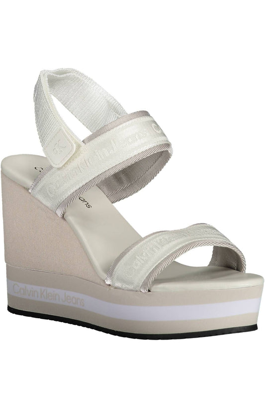 White Polyester Women Sandal