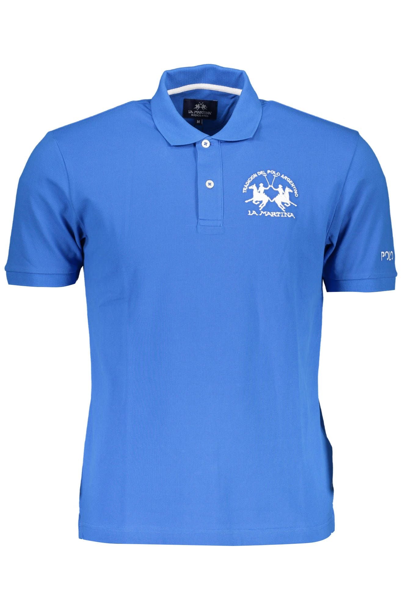 Blue Cotton Men Polo Shirt