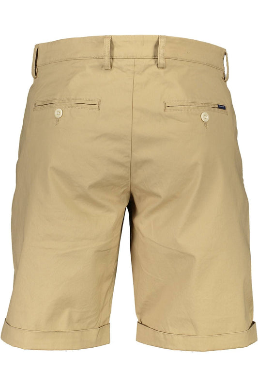 Beige Cotton Men Bermuda