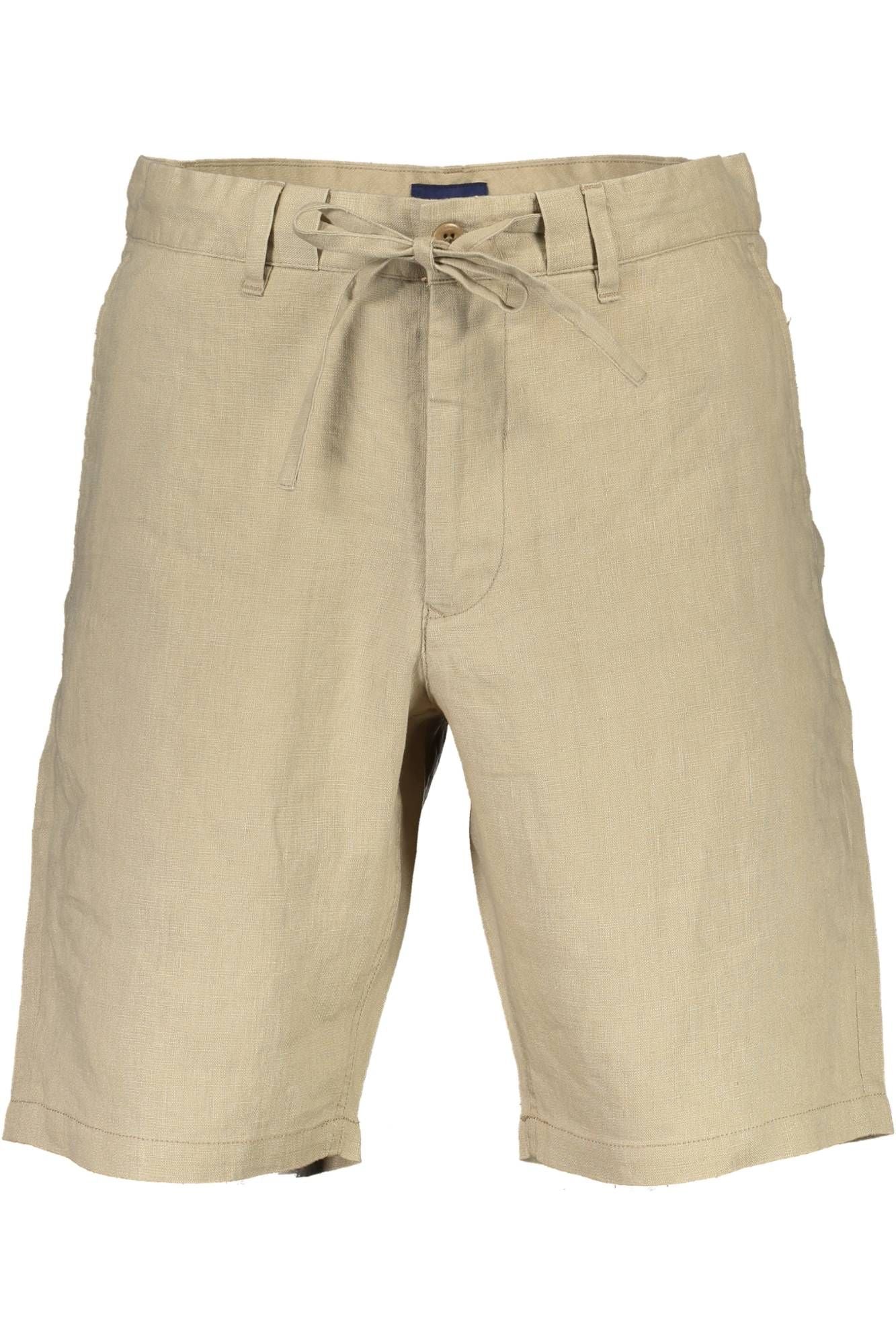 Beige Linen Men Bermuda Shorts