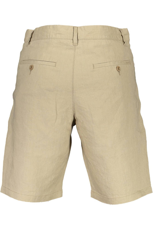 Beige Linen Men Bermuda Shorts