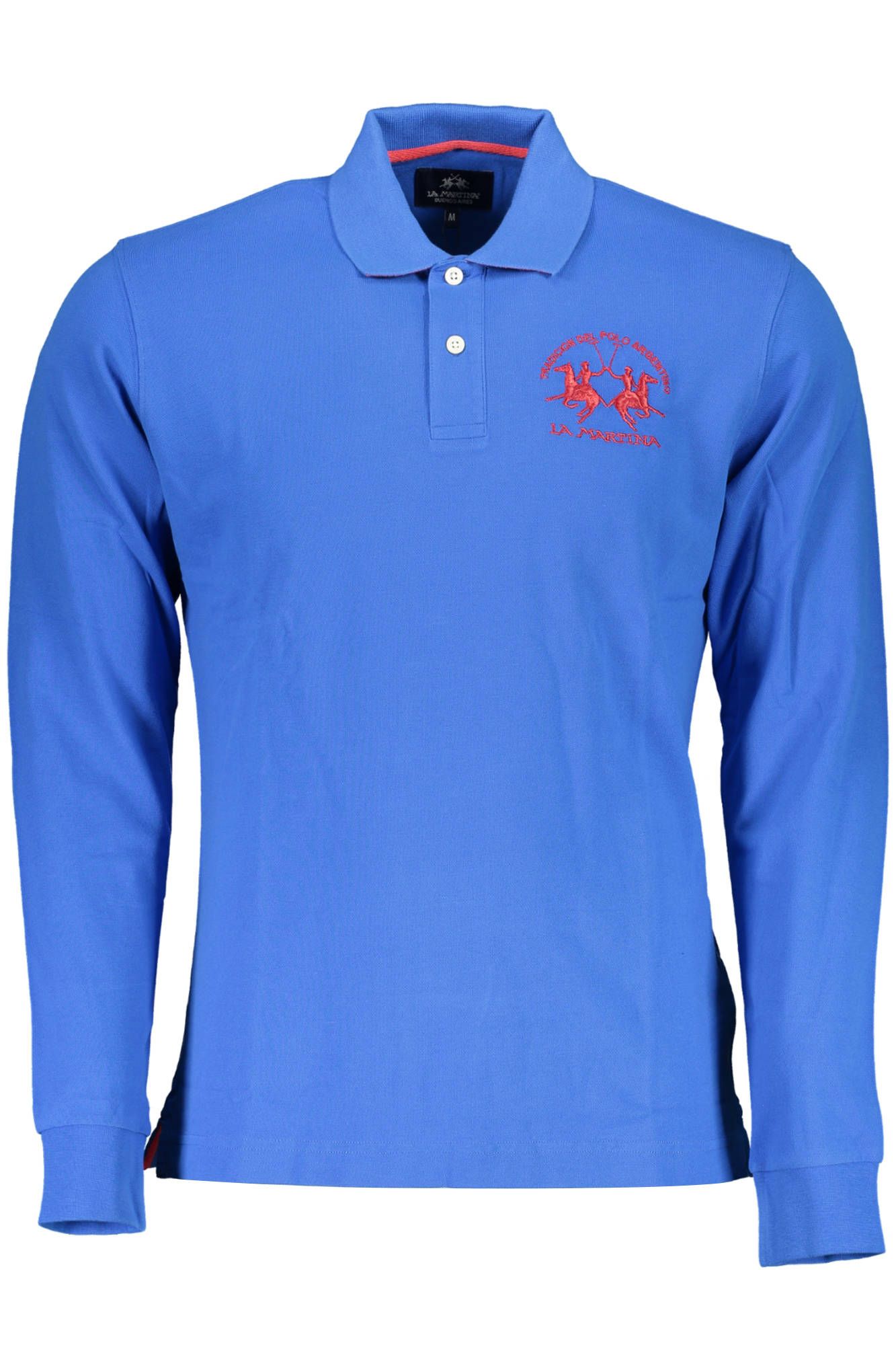 Blue Cotton Men Polo Shirt