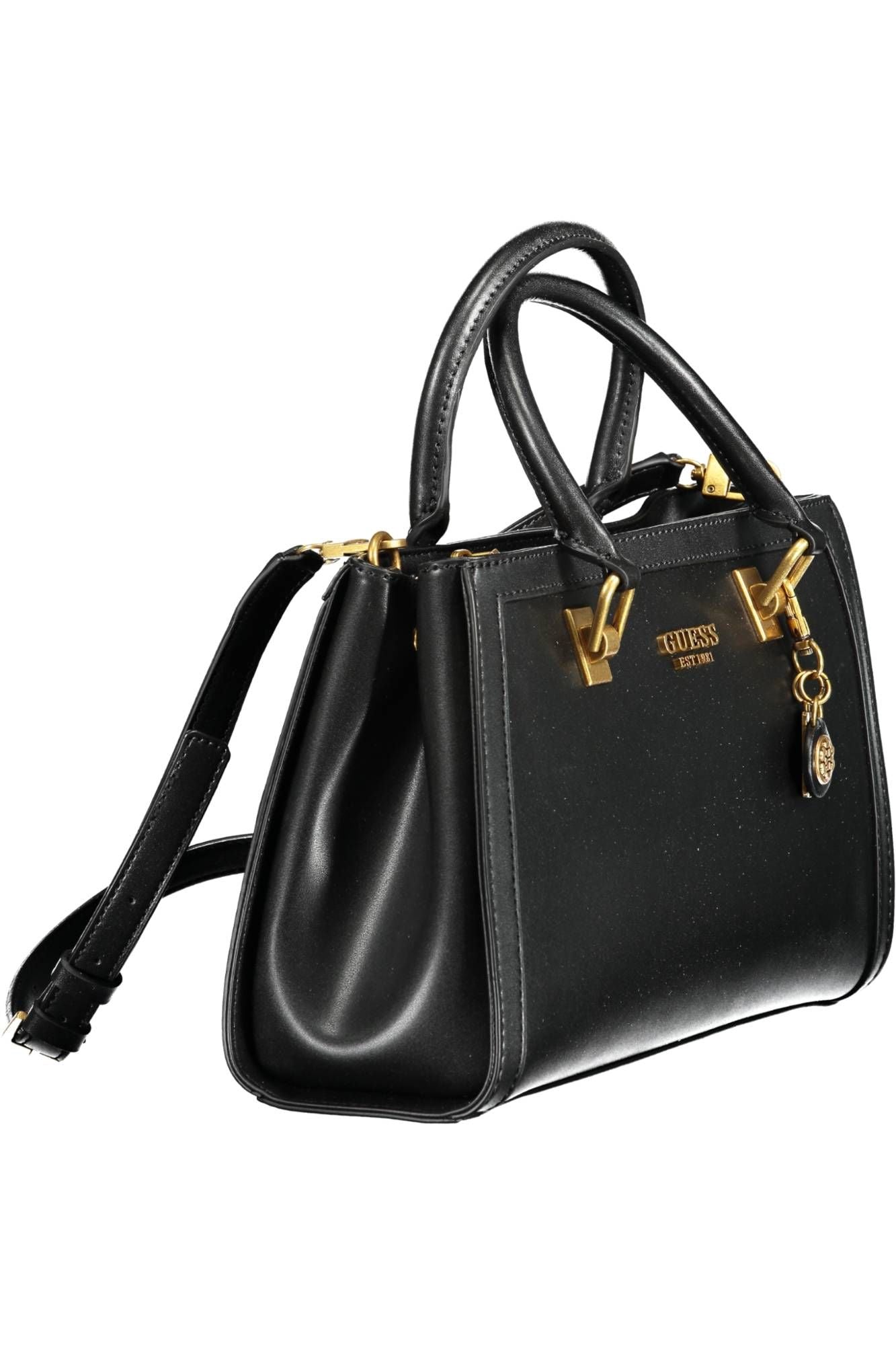 Black Polyurethane Women Handbag