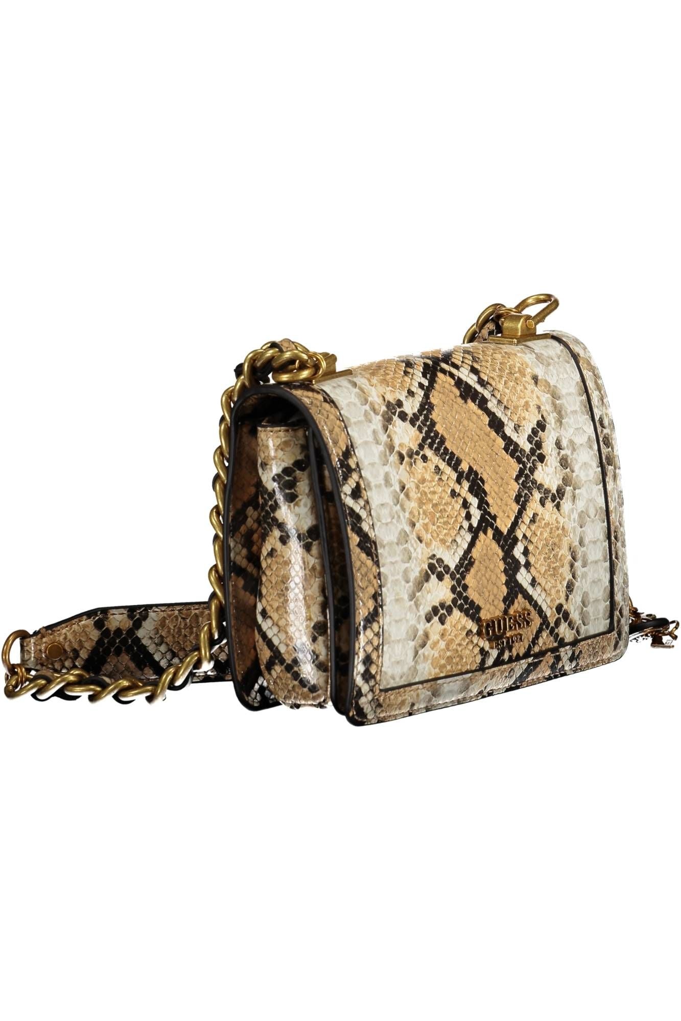 Beige Polyurethane Women Handbag